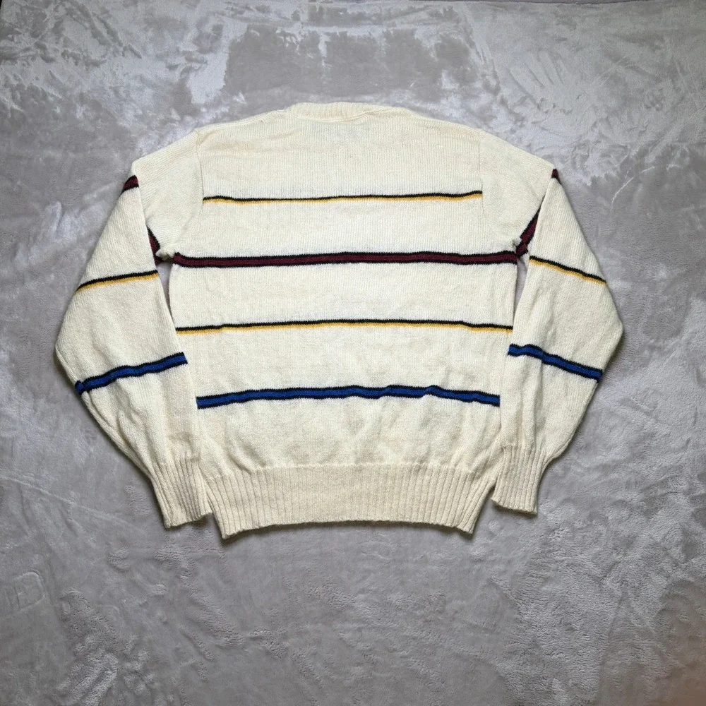 Vtg Puritan Shetland Wool Blend Sweater Size‎ L Striped Crewneck Made in USA